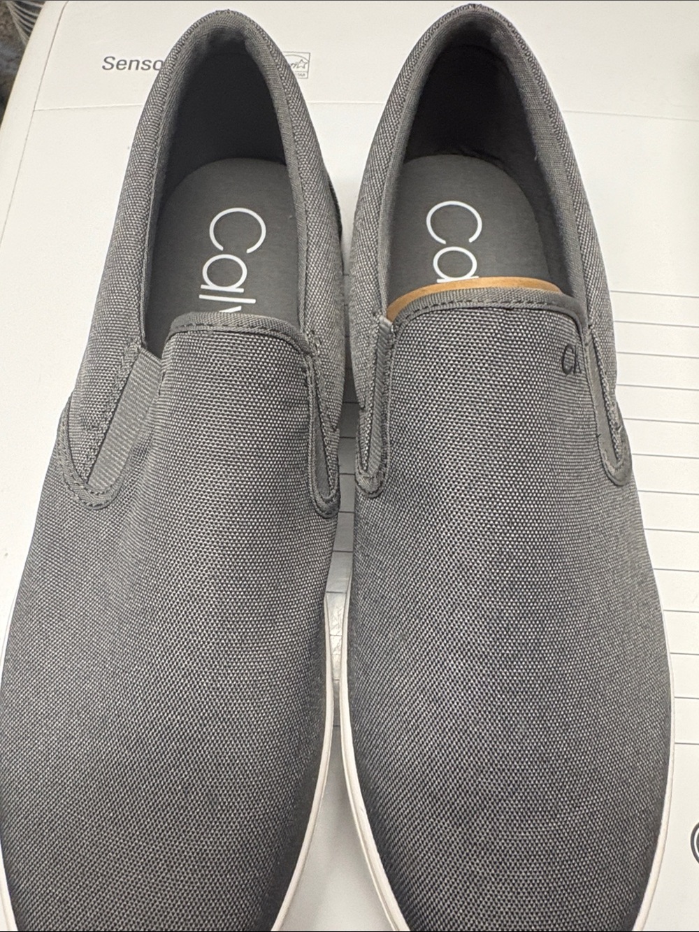 Calvin Klein Men's Gray Canvas Slip-On Sneakers